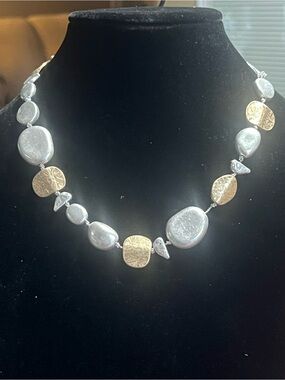 Two-Tone Gold & Silver Pebble Link Necklace